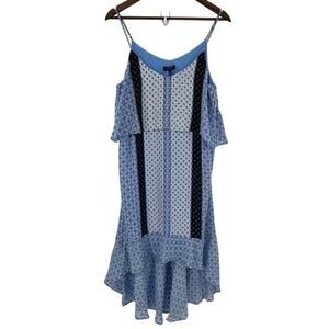 Kaari Blue Sun Dress Womens Large NEW WITH TAGS Spaghetti Strap High Low Beach